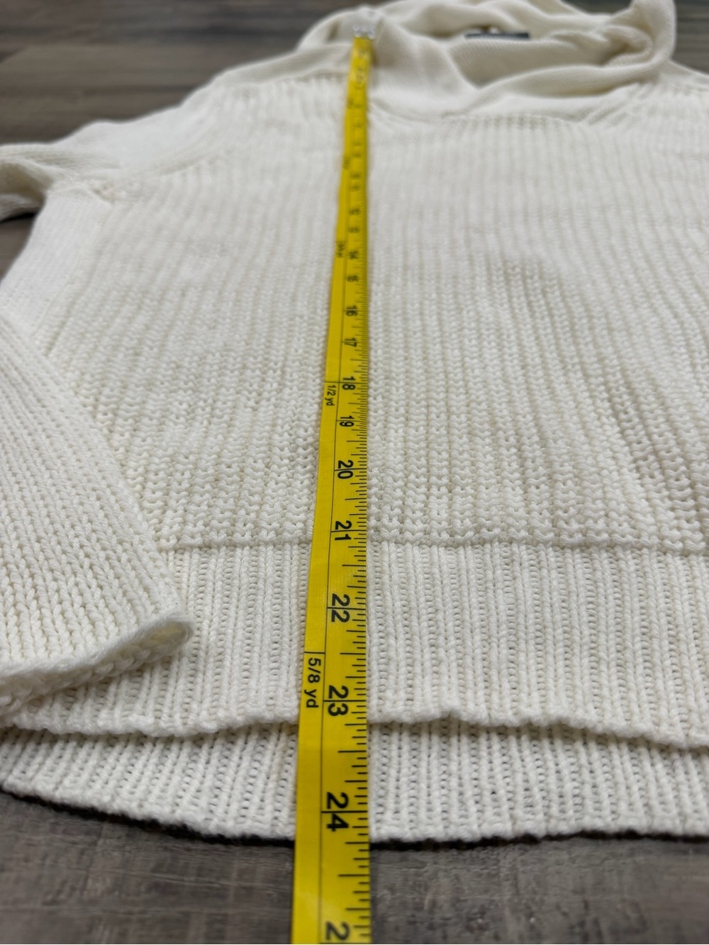 Wooden Ships Chunky Knit Hoodie Sweater Off White S/M - Picture 6 of 6